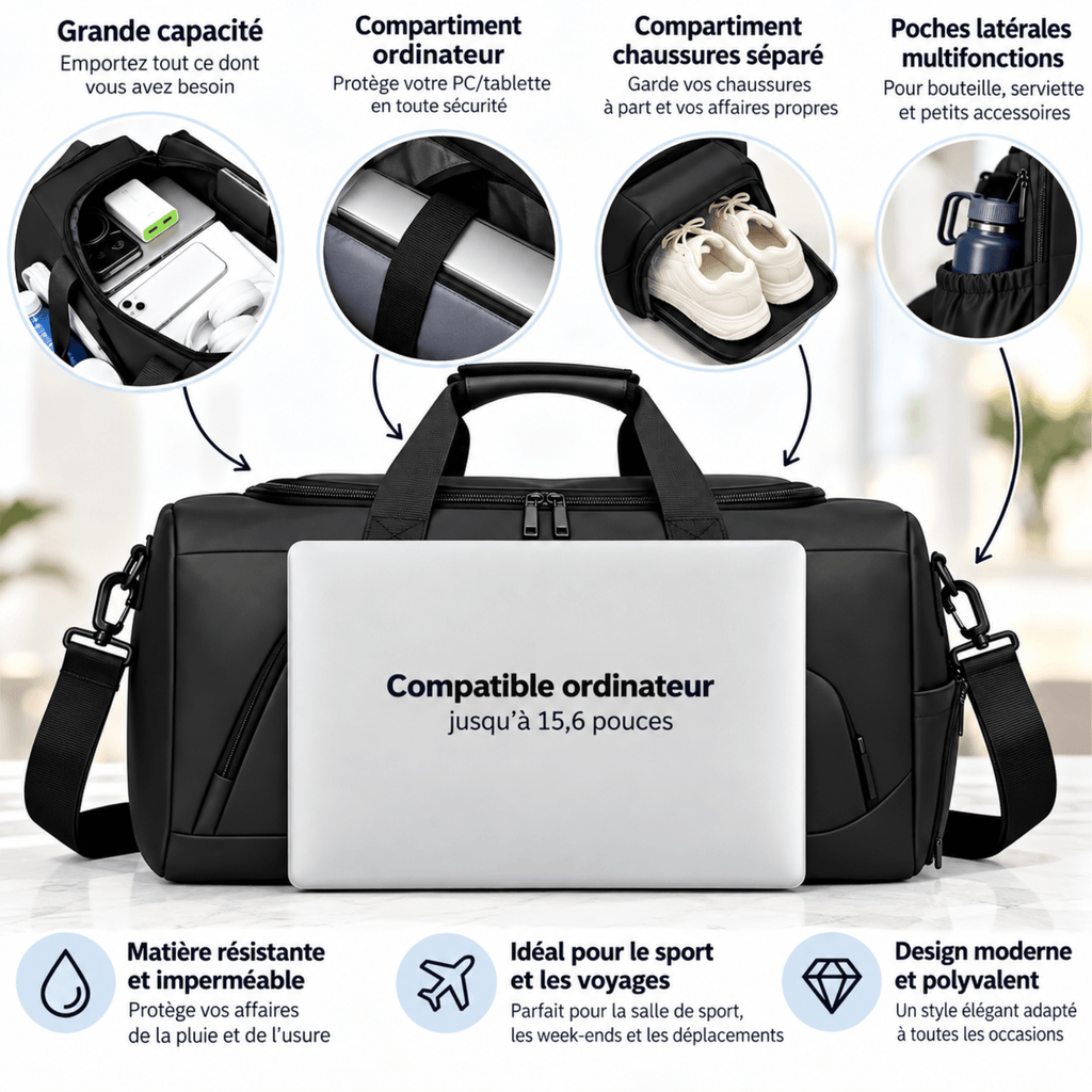 AERION - Sac de Voyage Cabine Grande Capacité en Cuir Synthétique PU