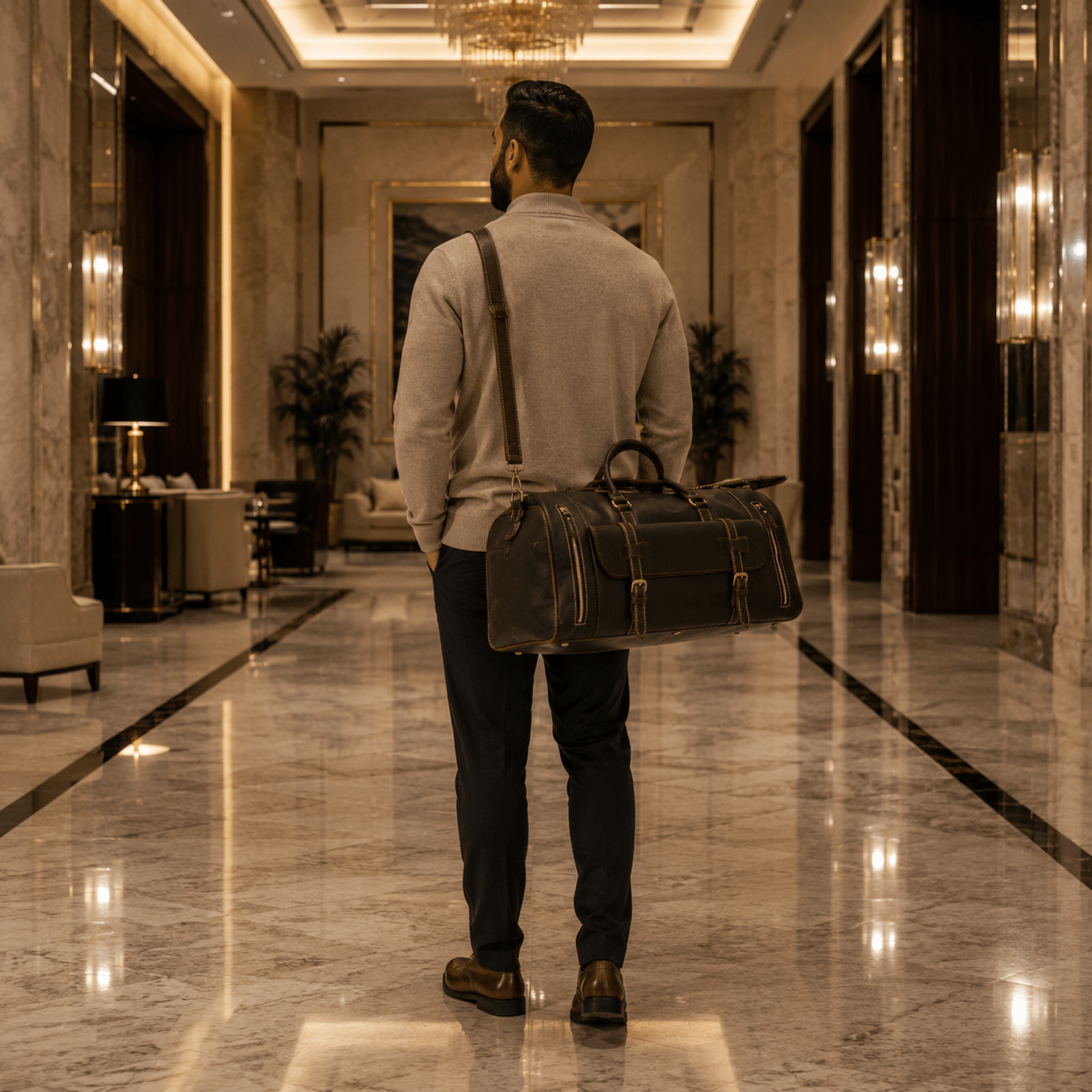 AMBASSADOR - Sac de Voyage Cuir Grande Capacité, Multi-poches