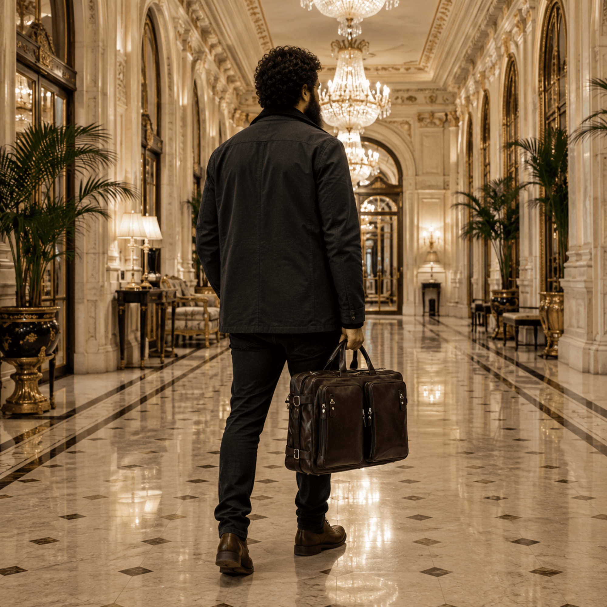 COMMANDER - Sac de Voyage Cuir Grande Capacité avec Multiples Compartiments