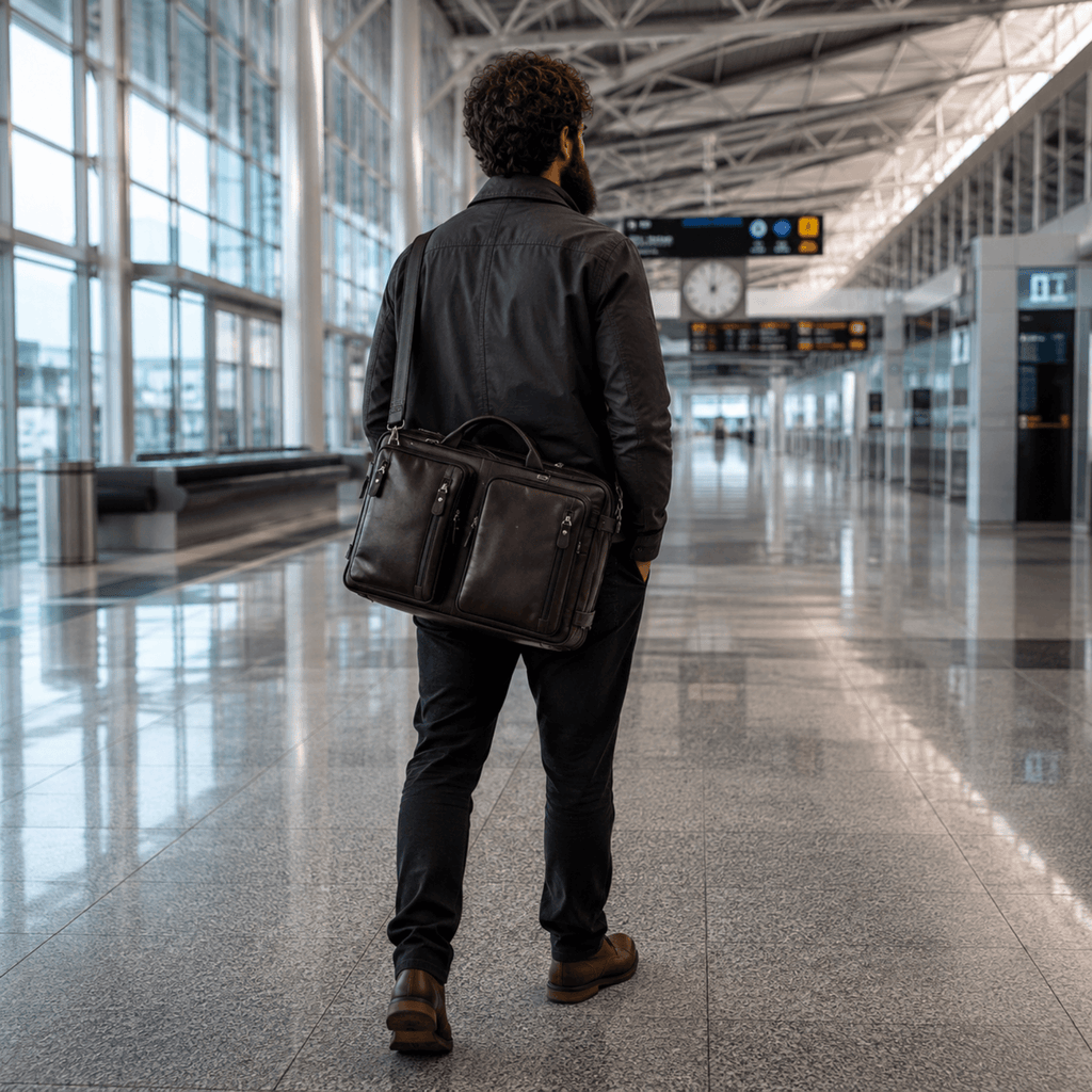 COMMANDER - Sac de Voyage Cuir Grande Capacité avec Multiples Compartiments
