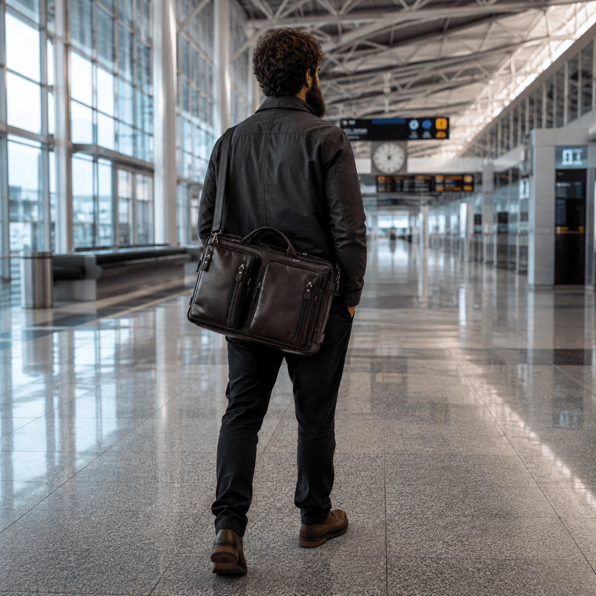 COMMANDER - Sac de Voyage Cuir Grande Capacité avec Multiples Compartiments