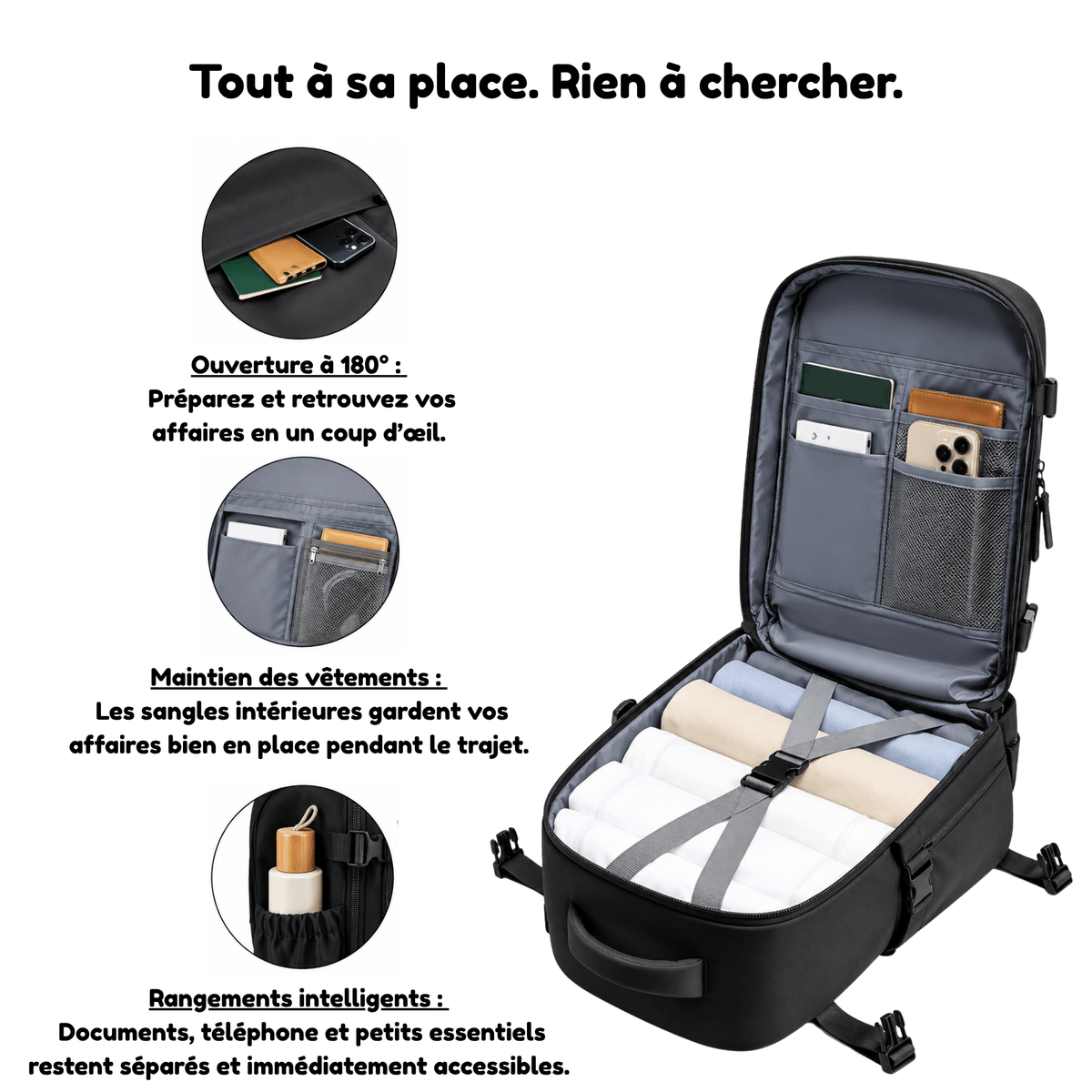 Évasion – Sac de Voyage Femme Sac à Dos Cabine Multi Compartiments