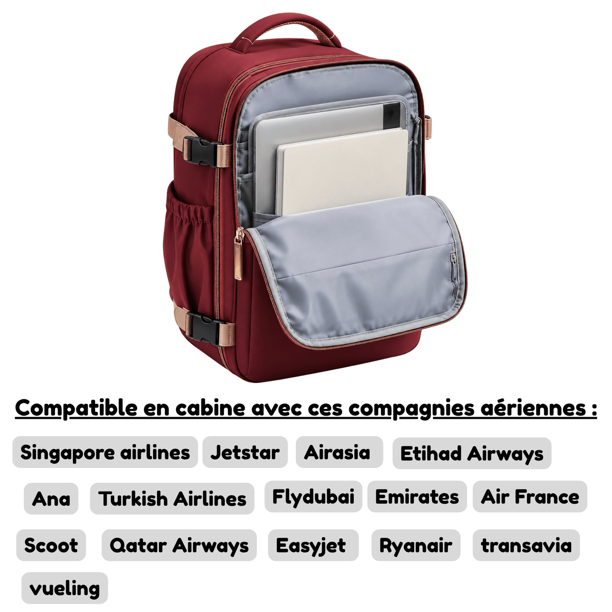 Évasion – Sac de Voyage Femme Sac à Dos Cabine Multi Compartiments