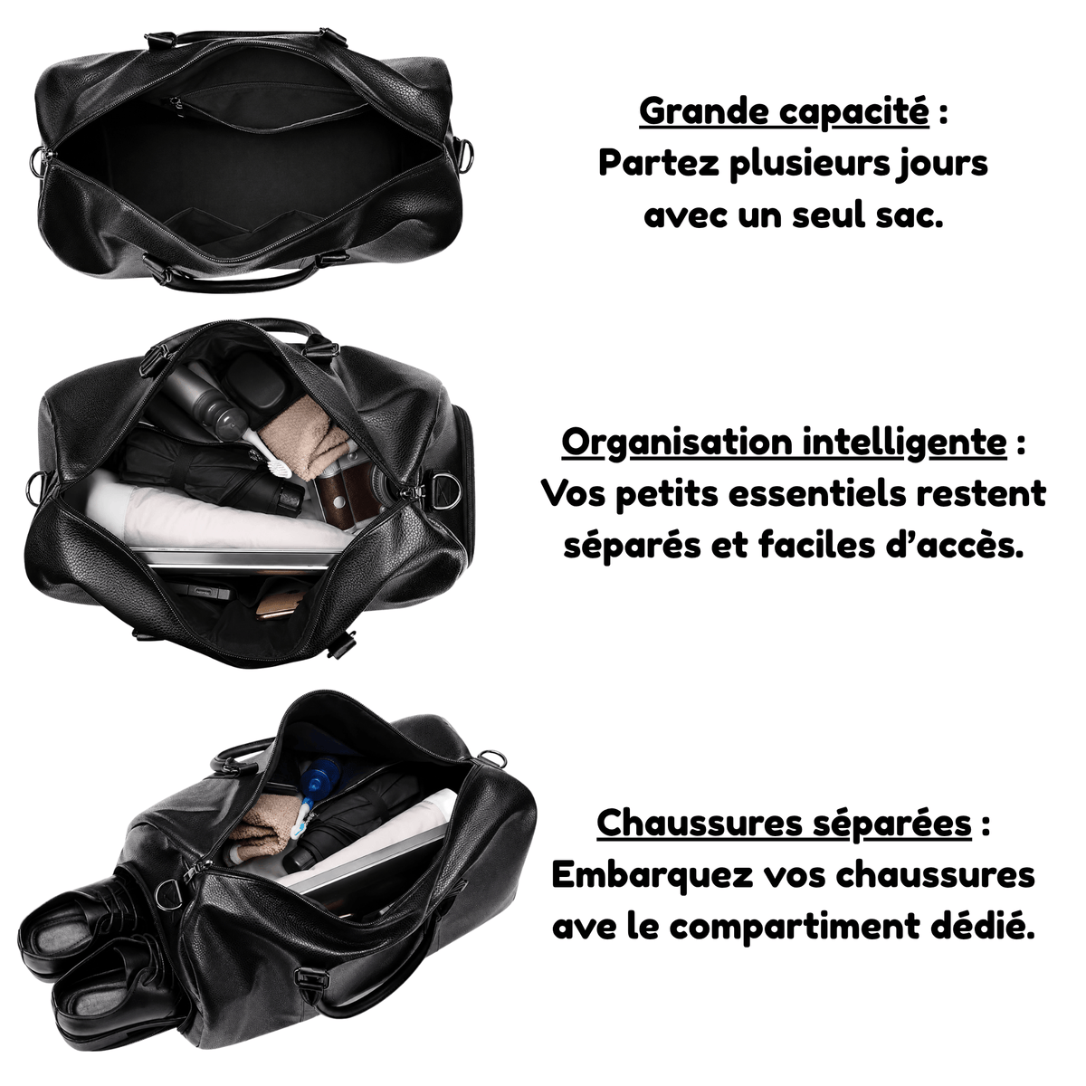 HORIZON EXECUTIVE - Sac de Voyage Homme en Cuir Synthétique PU Grande Capacité