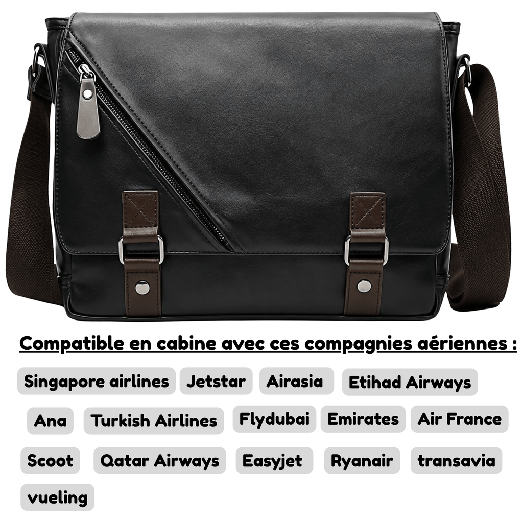 HORIZON MESSENGER - Sac de voyage Homme à Bandoulière Noir Élégant pour Travail & Voyage