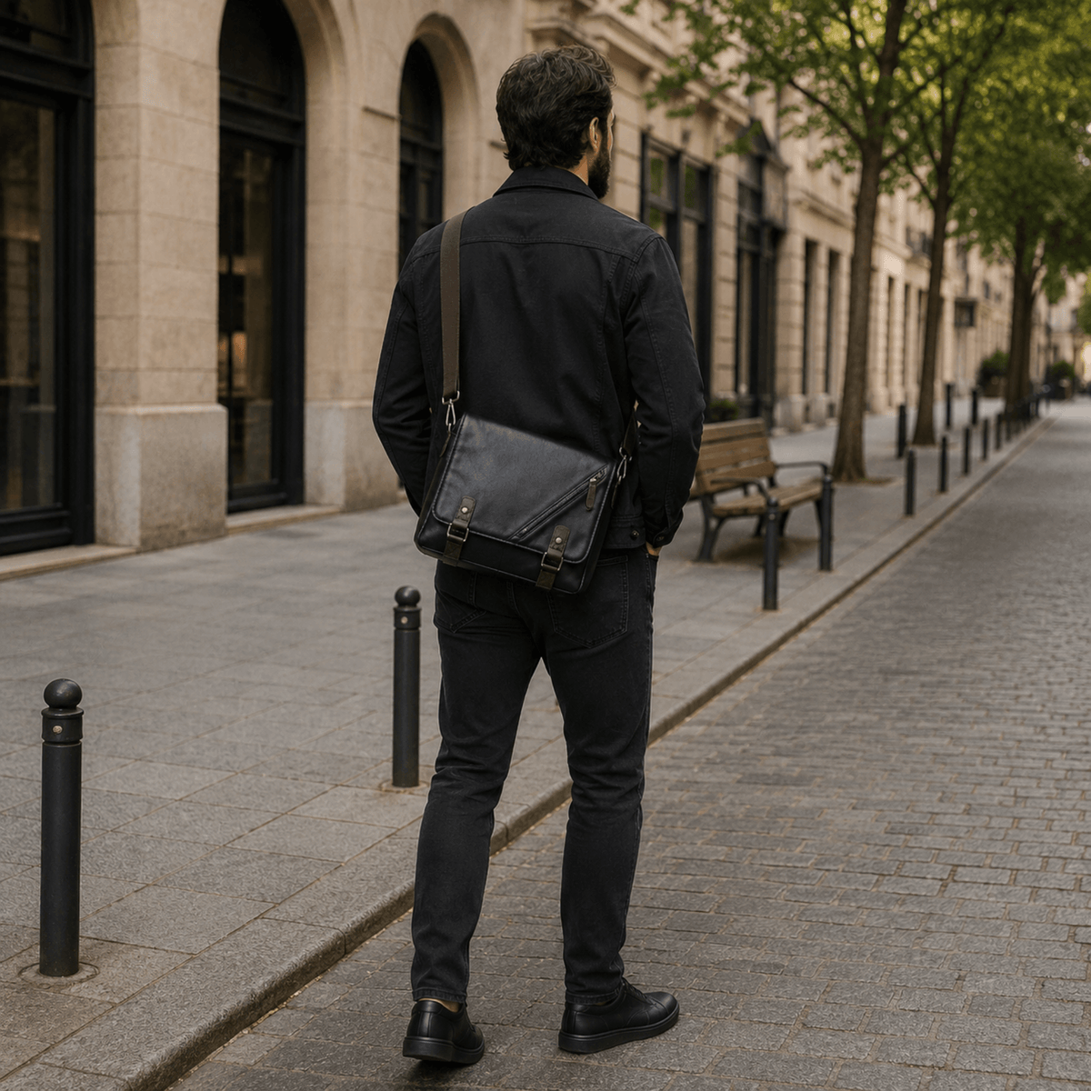 HORIZON MESSENGER - Sac de voyage Homme à Bandoulière Noir Élégant pour Travail & Voyage