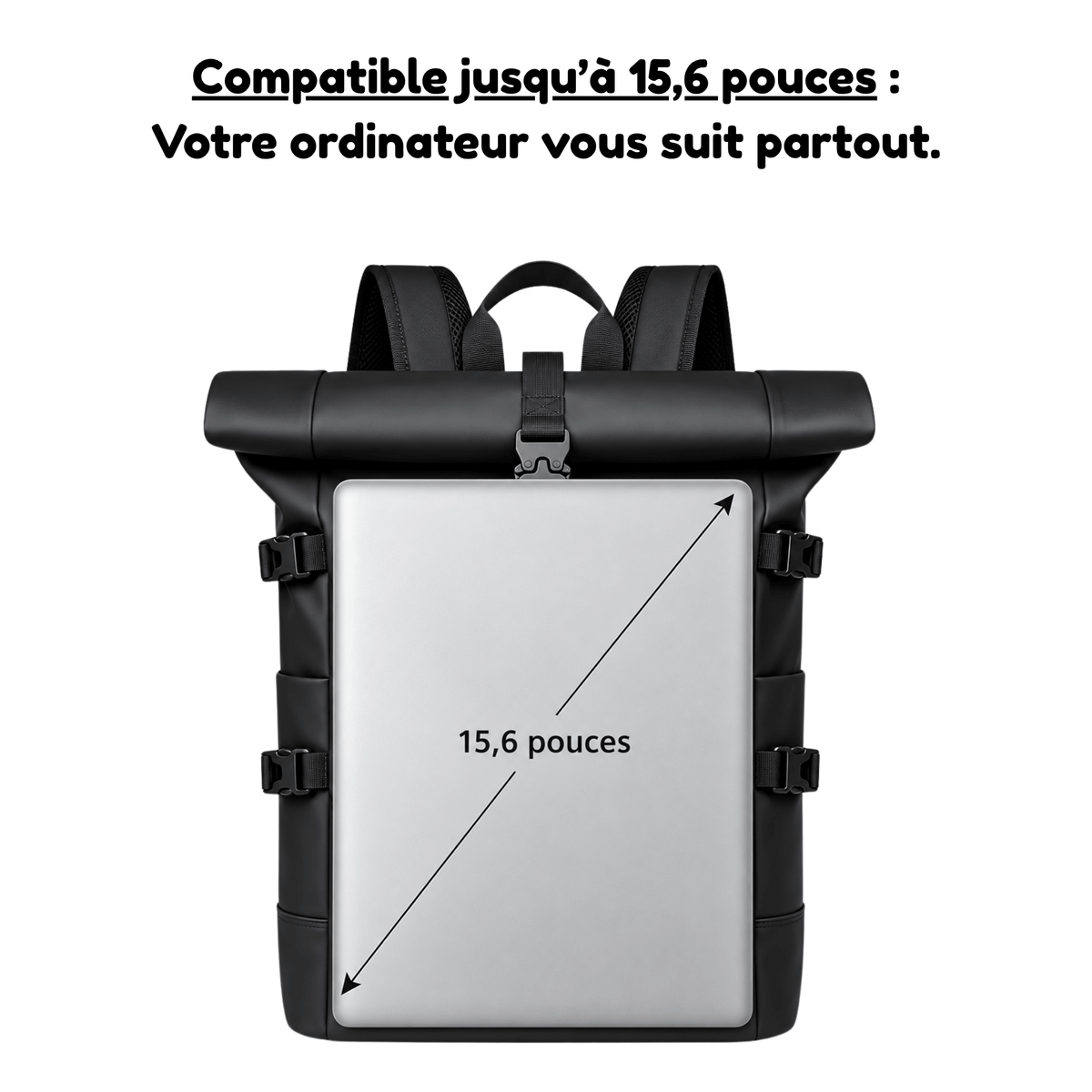 HORIZON VANGUARD - Sac de Voyage Homme Roll-Top Grande Capacité