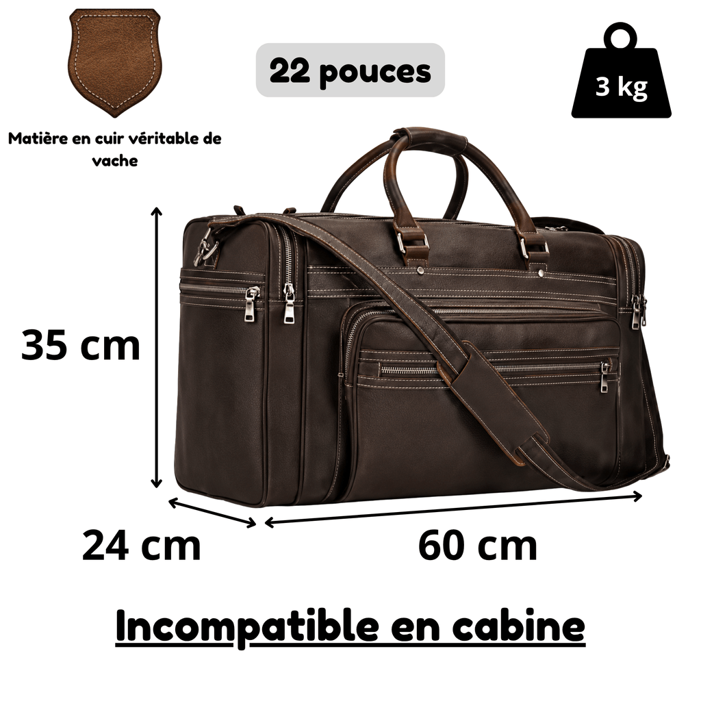 IMPERIAL - Sac de Voyage Cuir Multi-Compartiments