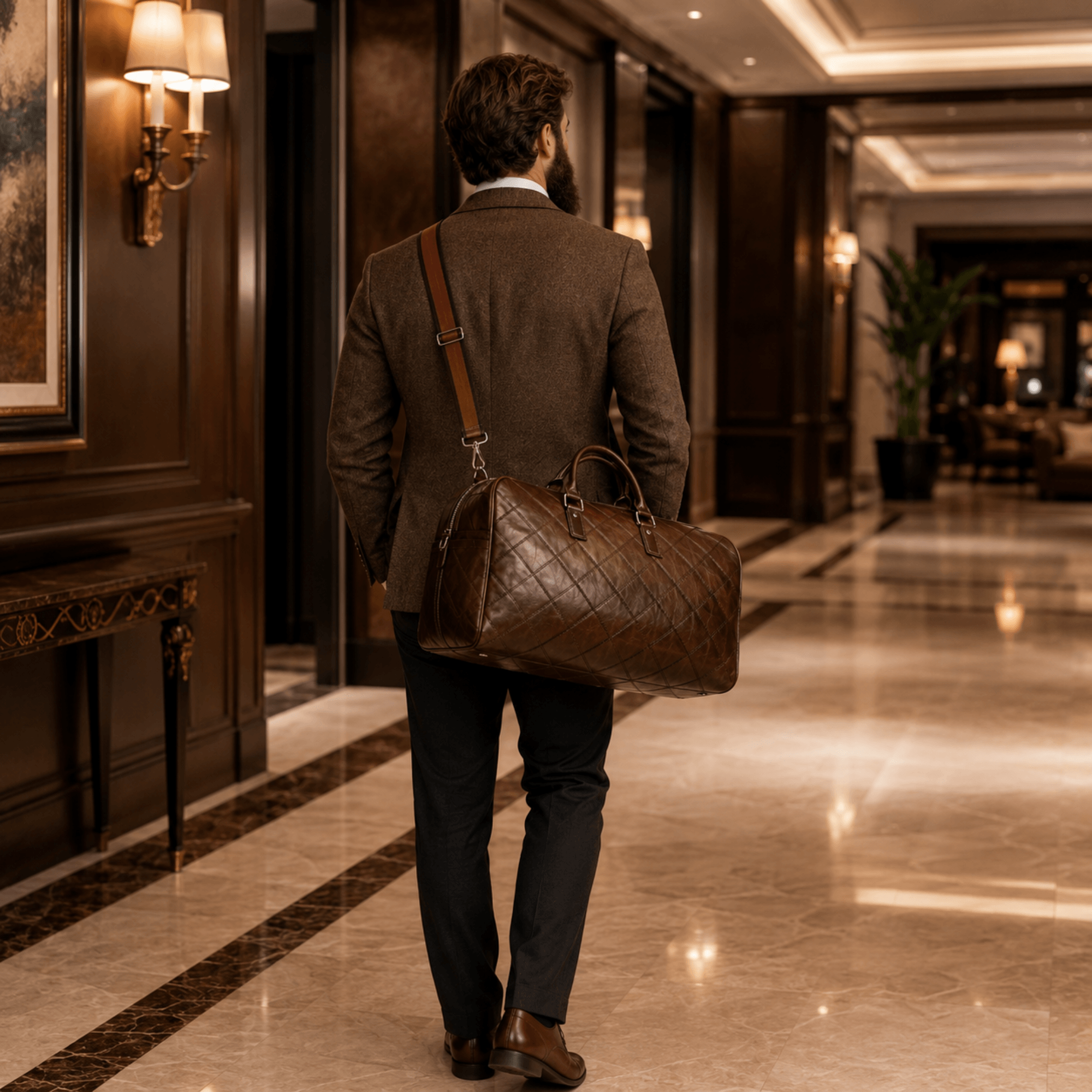 PRESTIGE - Sac de Voyage Cuir Élégant à Motif Matelassé