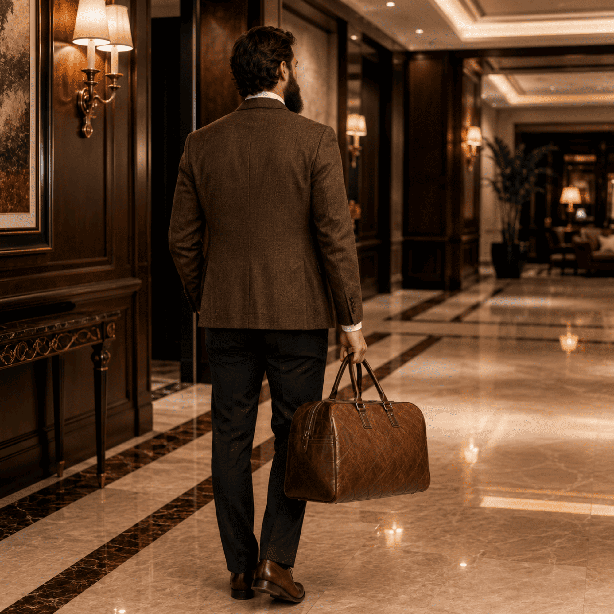 PRESTIGE - Sac de Voyage Cuir Élégant à Motif Matelassé