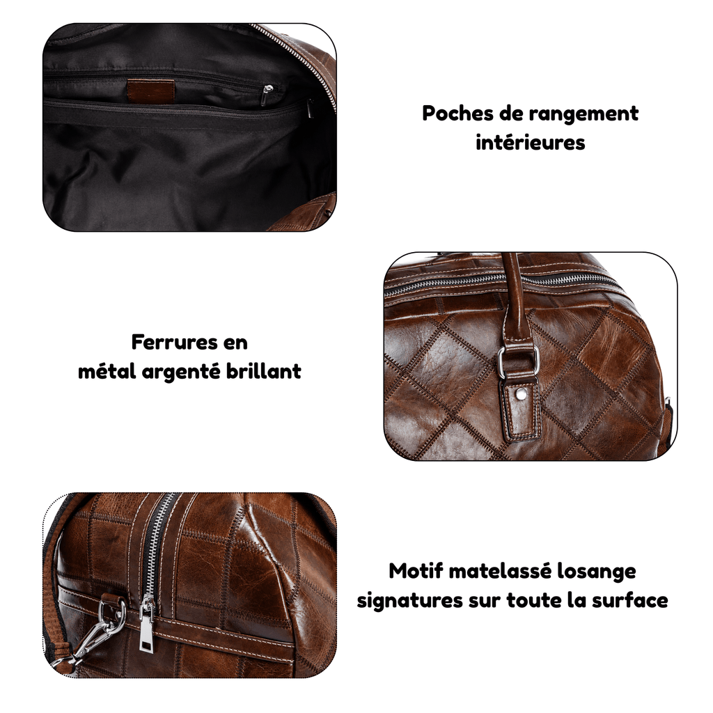 PRESTIGE - Sac de Voyage Cuir Élégant à Motif Matelassé