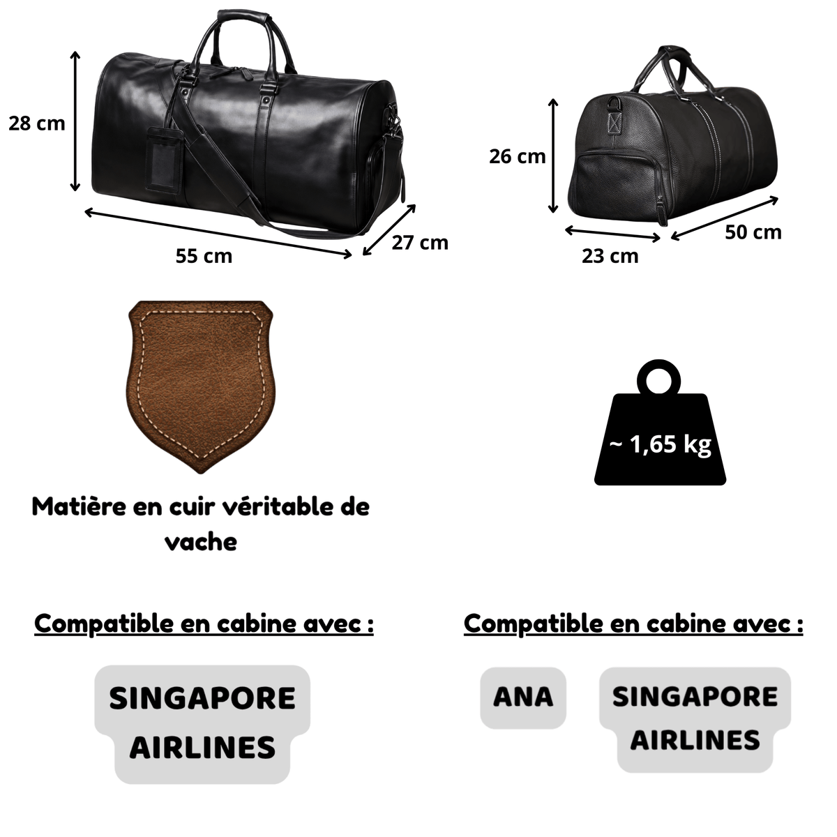 REGENT - Sac de Voyage Cuir Minimaliste
