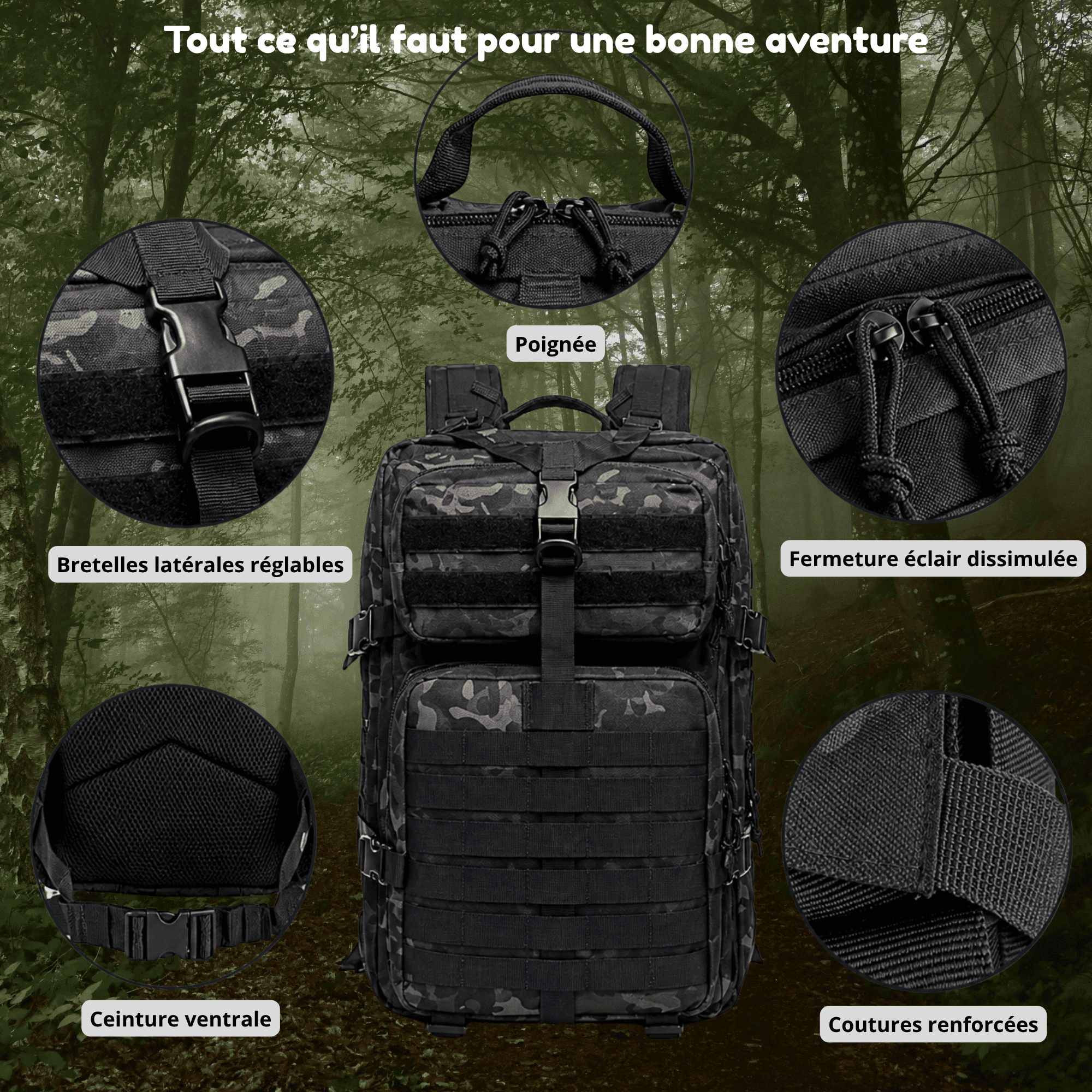 HORIZON FLOW – Sac à Dos de Voyage Tactique Multicompartiments