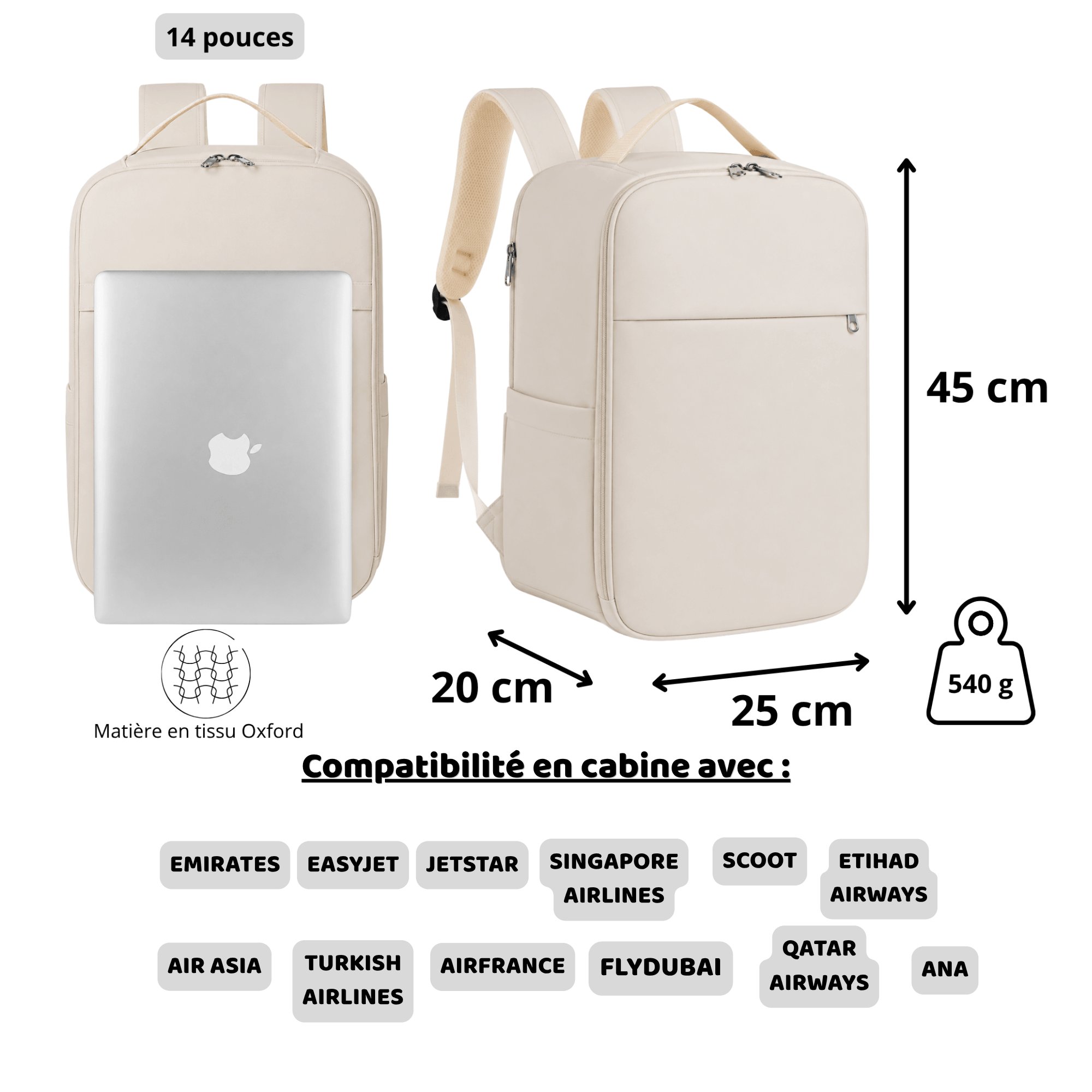 HORIZON EDGE - Sac à Dos de Voyage Format Cabine