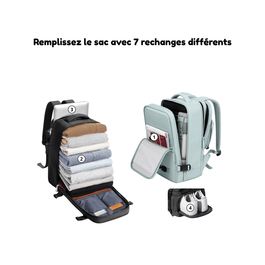 HORIZON FLEX - Sac à Dos de Voyage Grande Capacité, Bagage Cabine