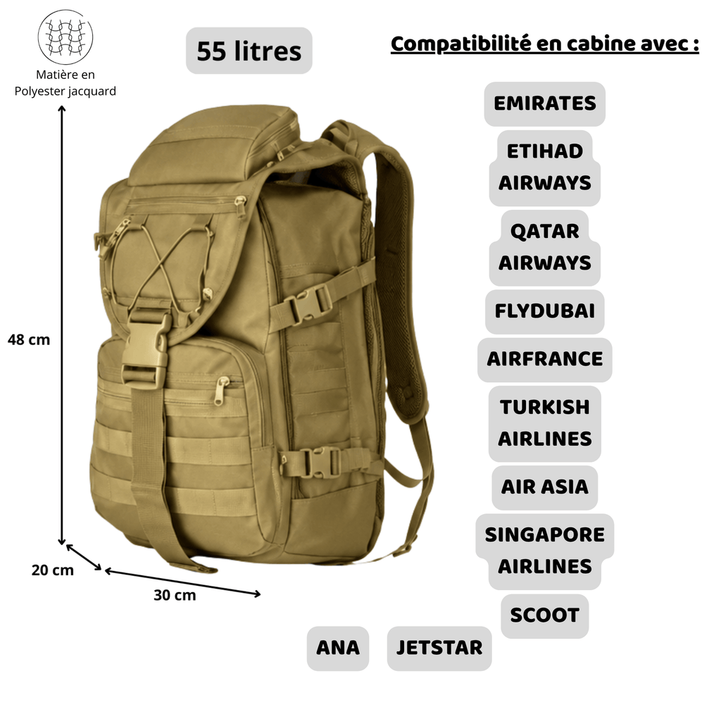 HORIZON FORTIS - Sac à Dos de Voyage Tactique avec Système MOLLE