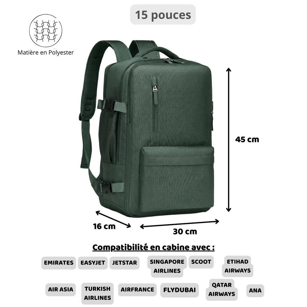 HORIZON NEXUS - Sac à Dos de Voyage Cabine avec Compartiment PC Portable