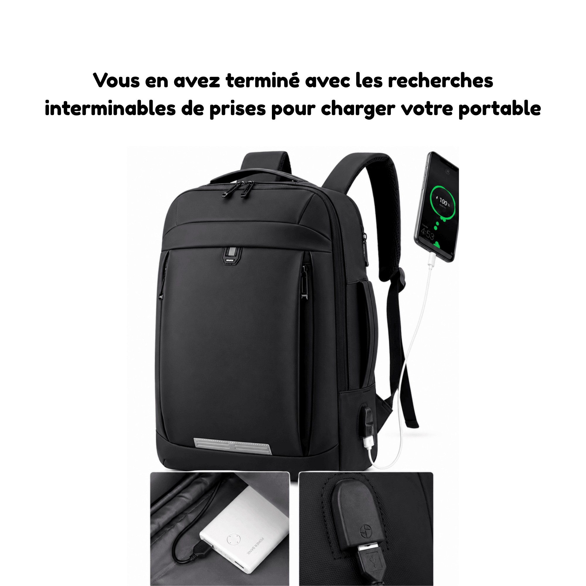 HORIZON NOMAD - Sac à Dos de Voyage Business Extensible, avec Port USB