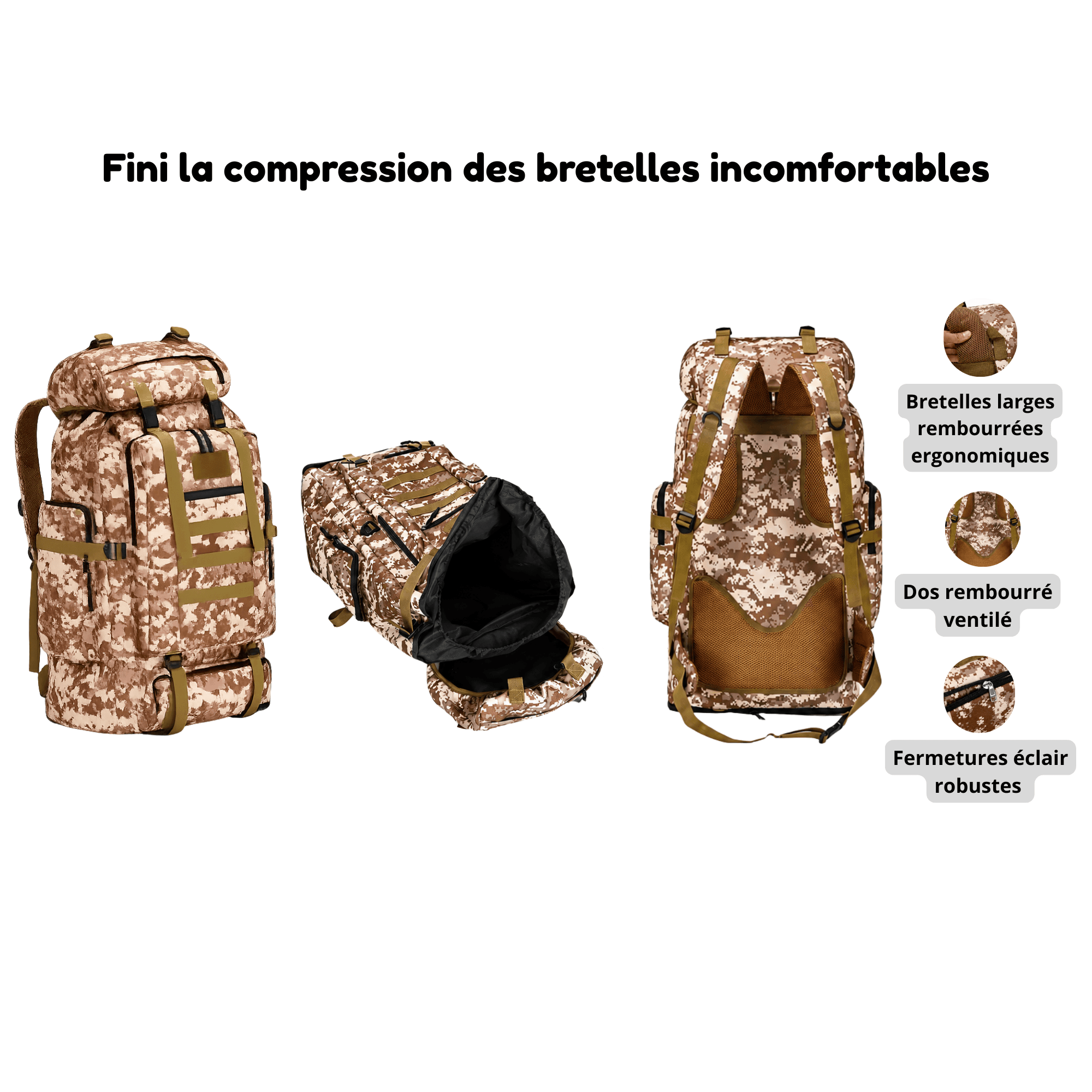 HORIZON NOVA - Sac à Dos de Voyage 80 L/100 L