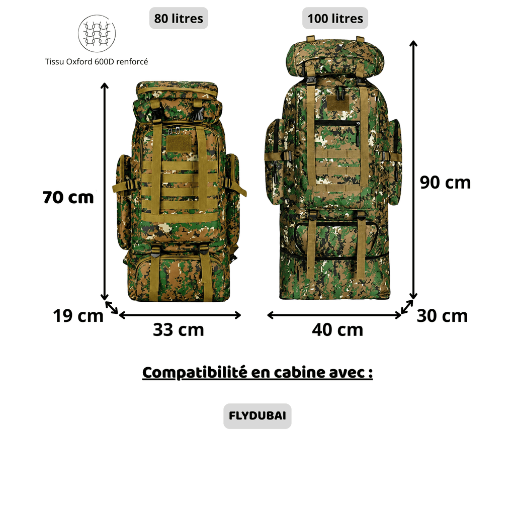 HORIZON NOVA - Sac à Dos de Voyage 80 L/100 L