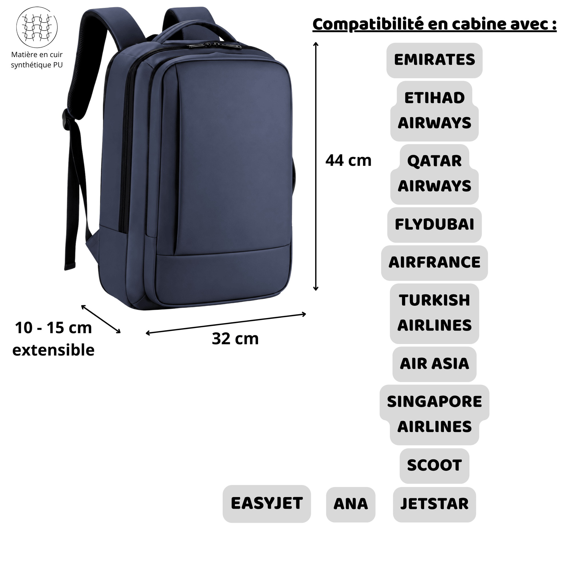 HORIZON PRIME - Sac à Dos de Voyage Extensible Grande Capacité