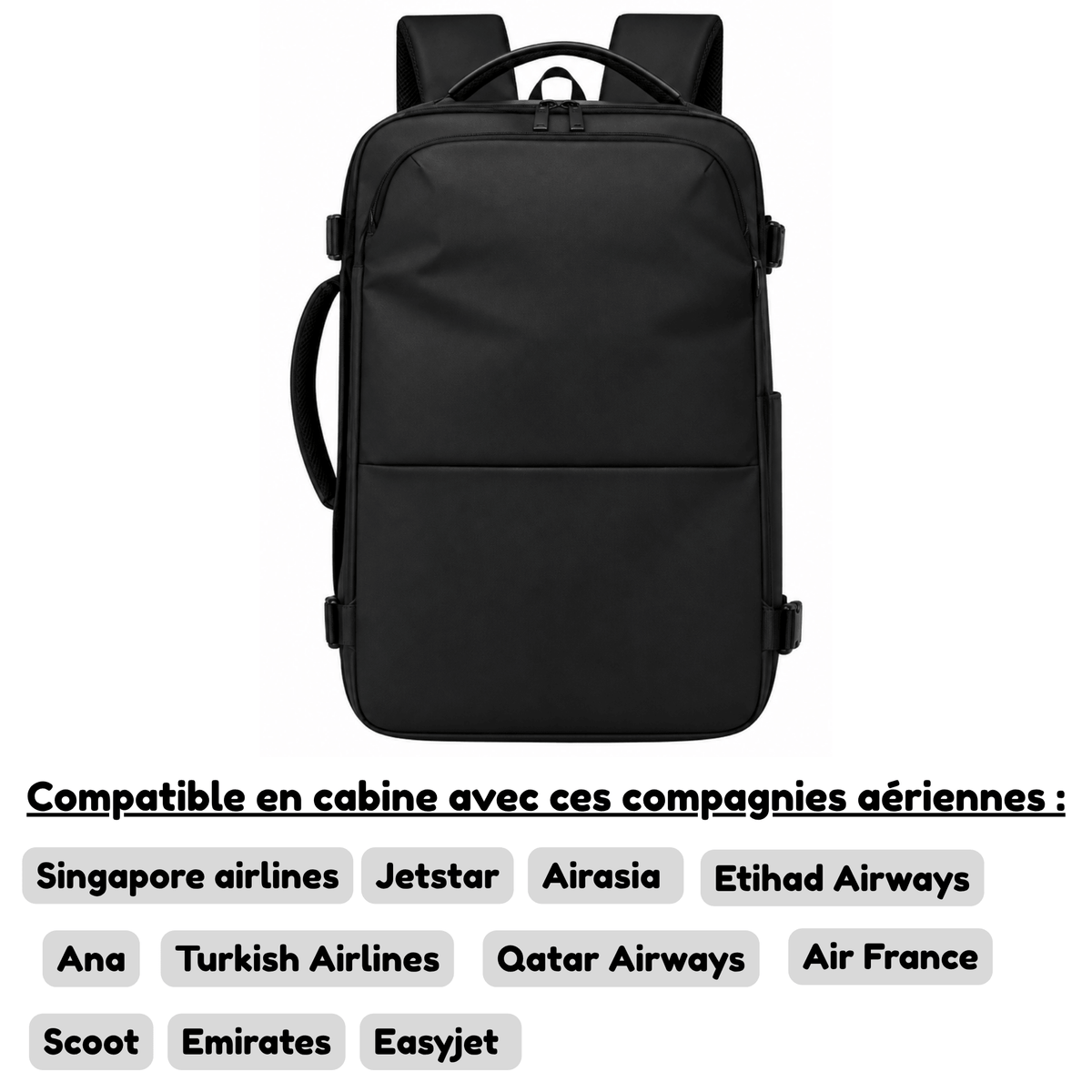 Sac de Voyage Cabine AVENTIS - Sac à Dos avec Sangles de Compression