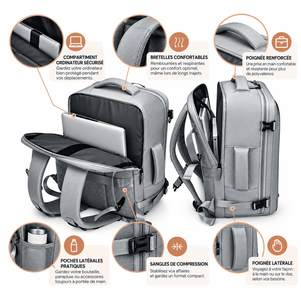 Sac de Voyage Cabine AéroCase - Format Valise & Sac à Dos 2-en-1