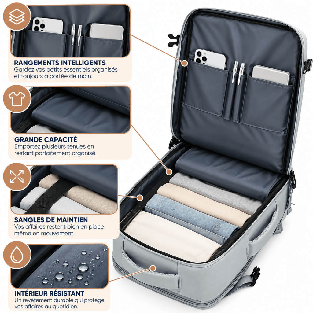 Sac de Voyage Cabine AéroCase - Format Valise & Sac à Dos 2-en-1