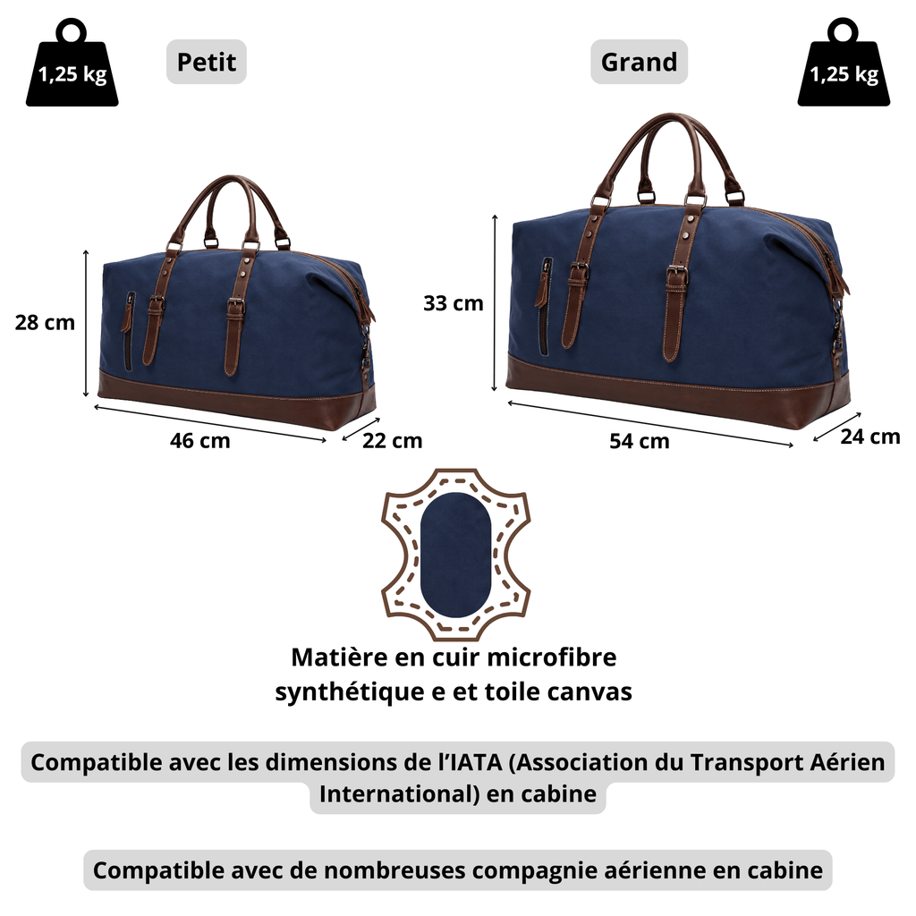 HORIZON HERITAGE - Sac de Voyage Homme en Cuir Synthétique & Toile