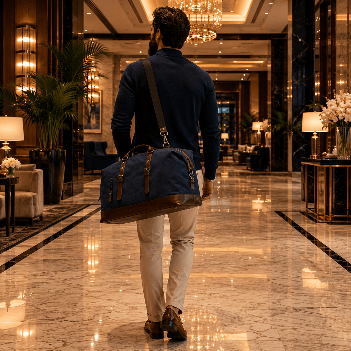 HORIZON HERITAGE - Sac de Voyage Homme en Cuir Synthétique & Toile