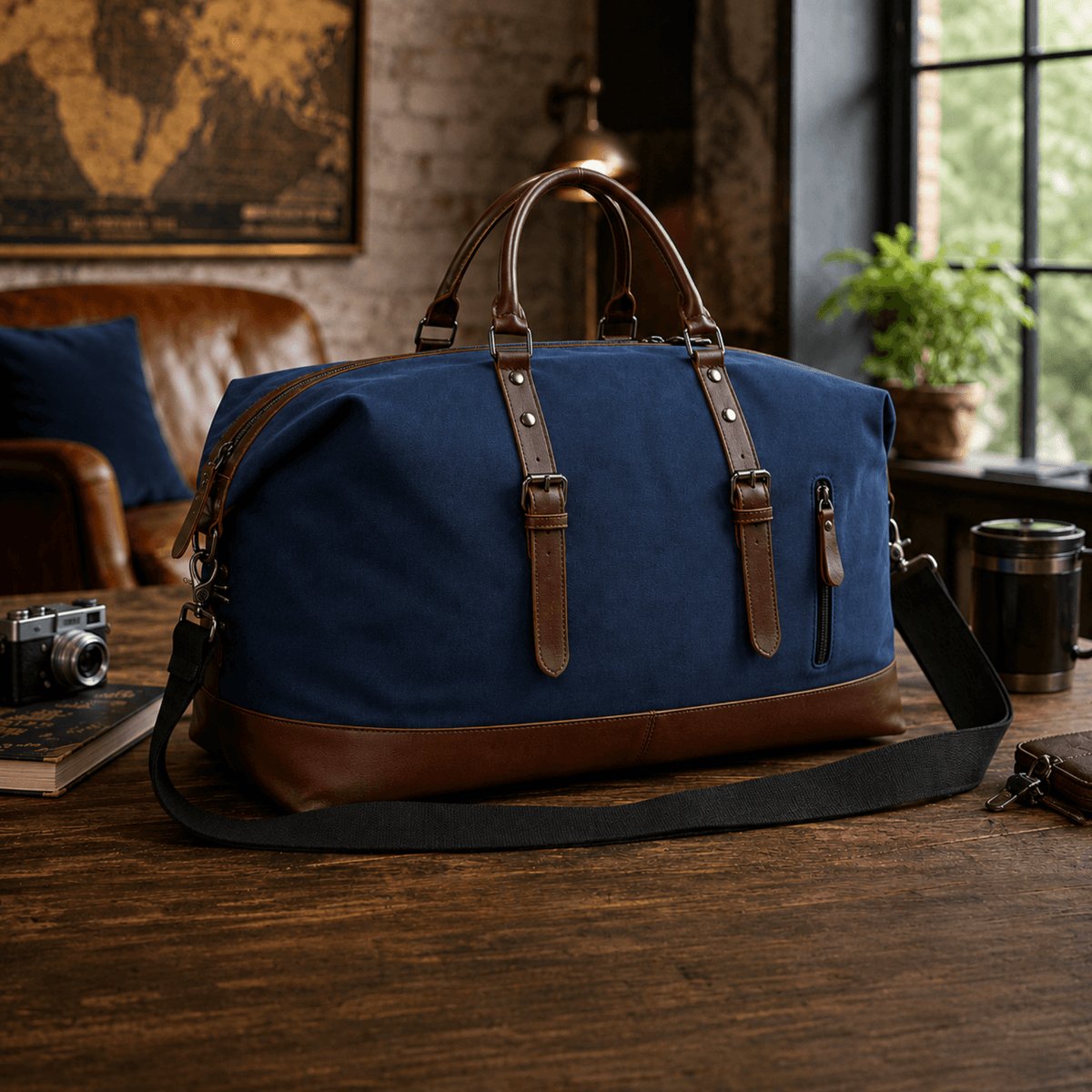 HORIZON HERITAGE - Sac de Voyage Homme en Cuir Synthétique & Toile