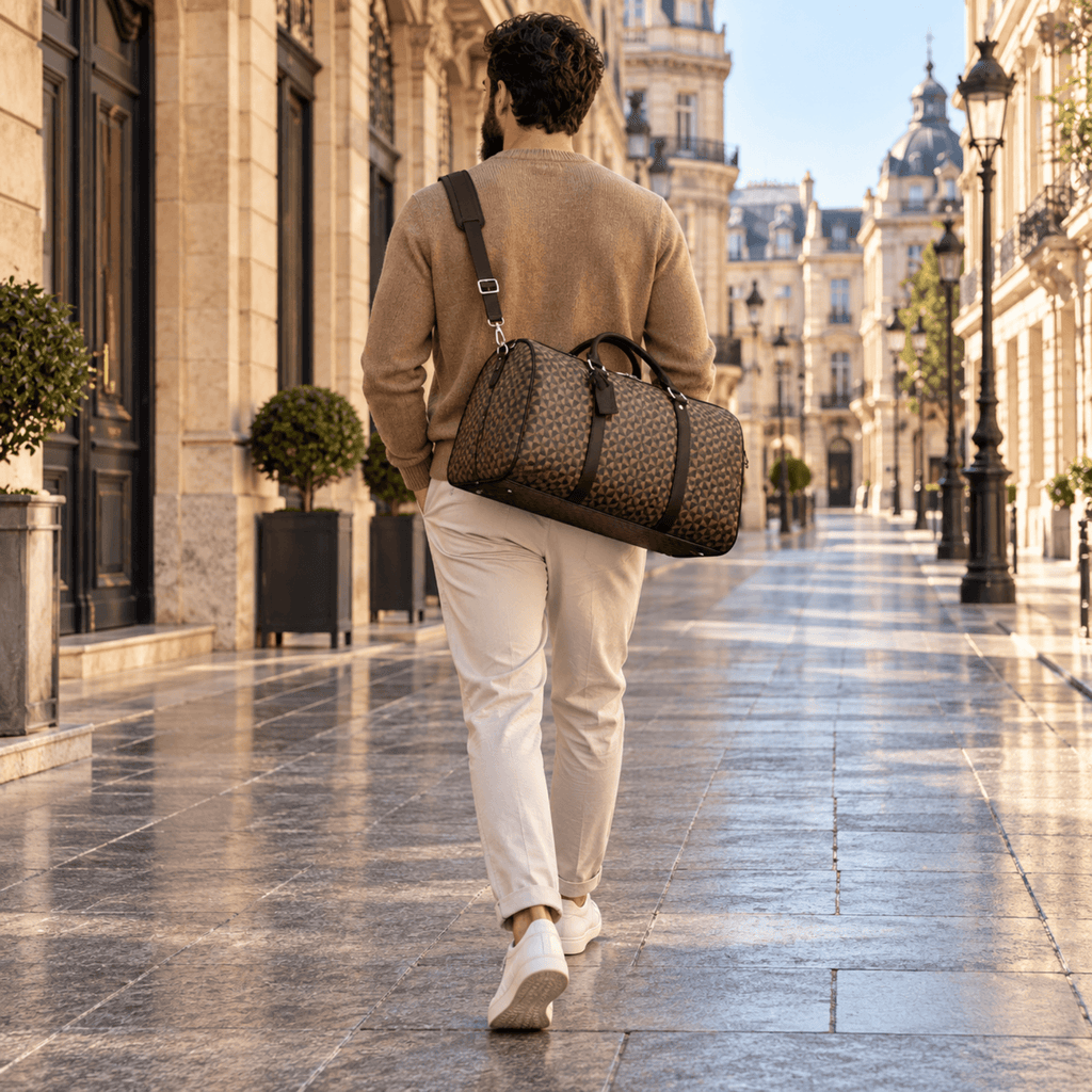 Sac de voyage cabine Élégance  - Motif triangle & bandoulière réglable