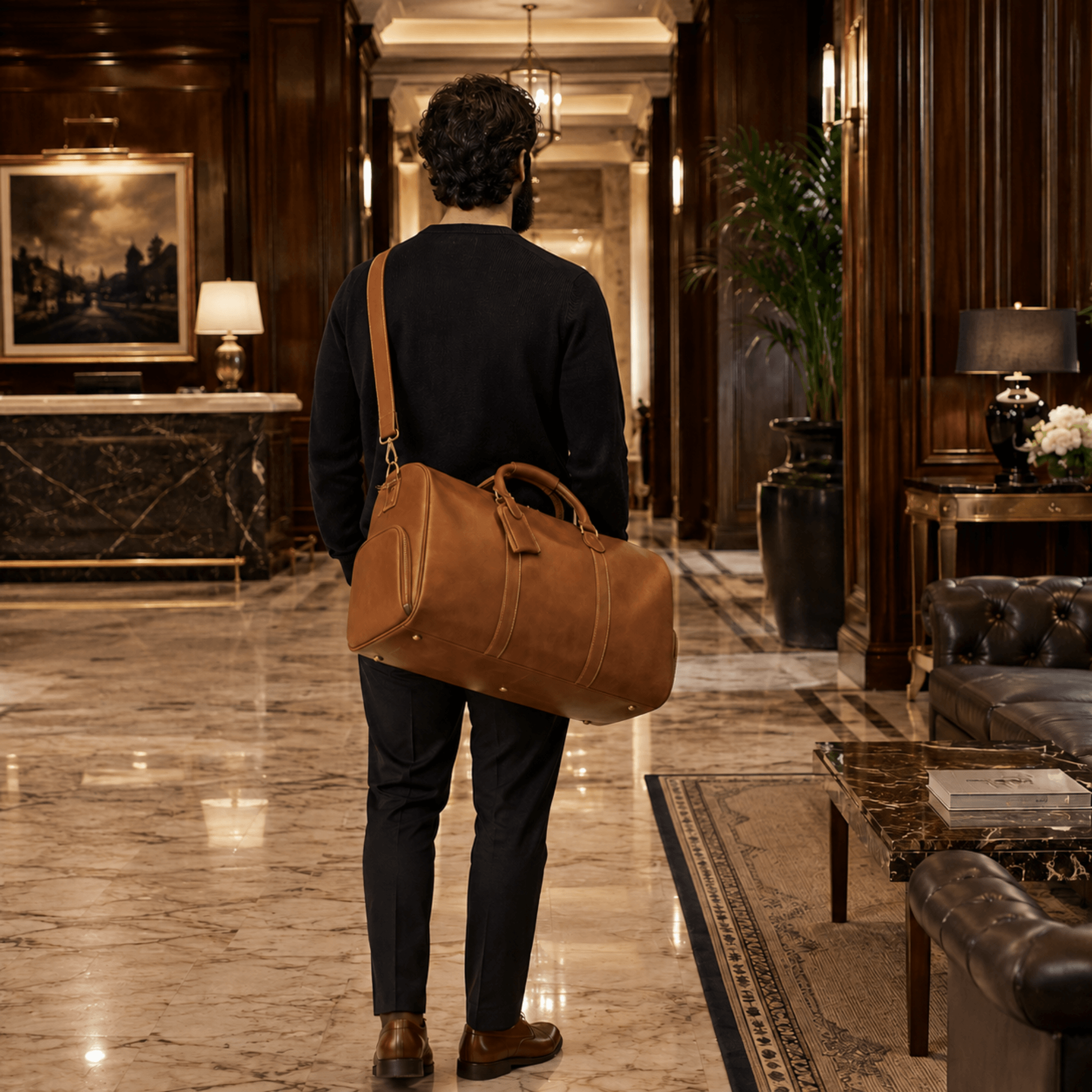 MONARCH - Sac de Voyage Cuir Grande Capacité avec Poche pour Chaussures