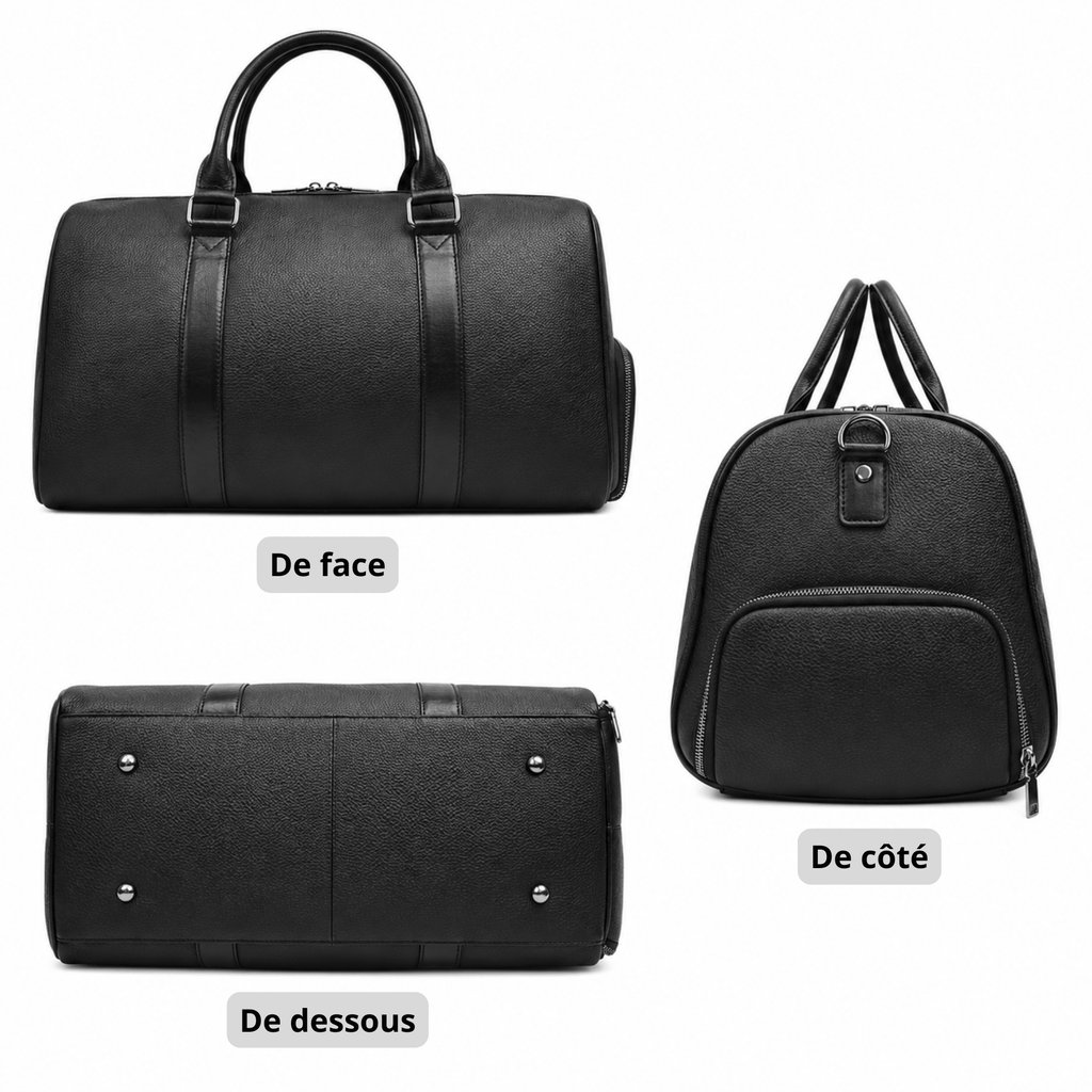 MONARCH - Sac de Voyage Cuir Grande Capacité avec Poche pour Chaussures