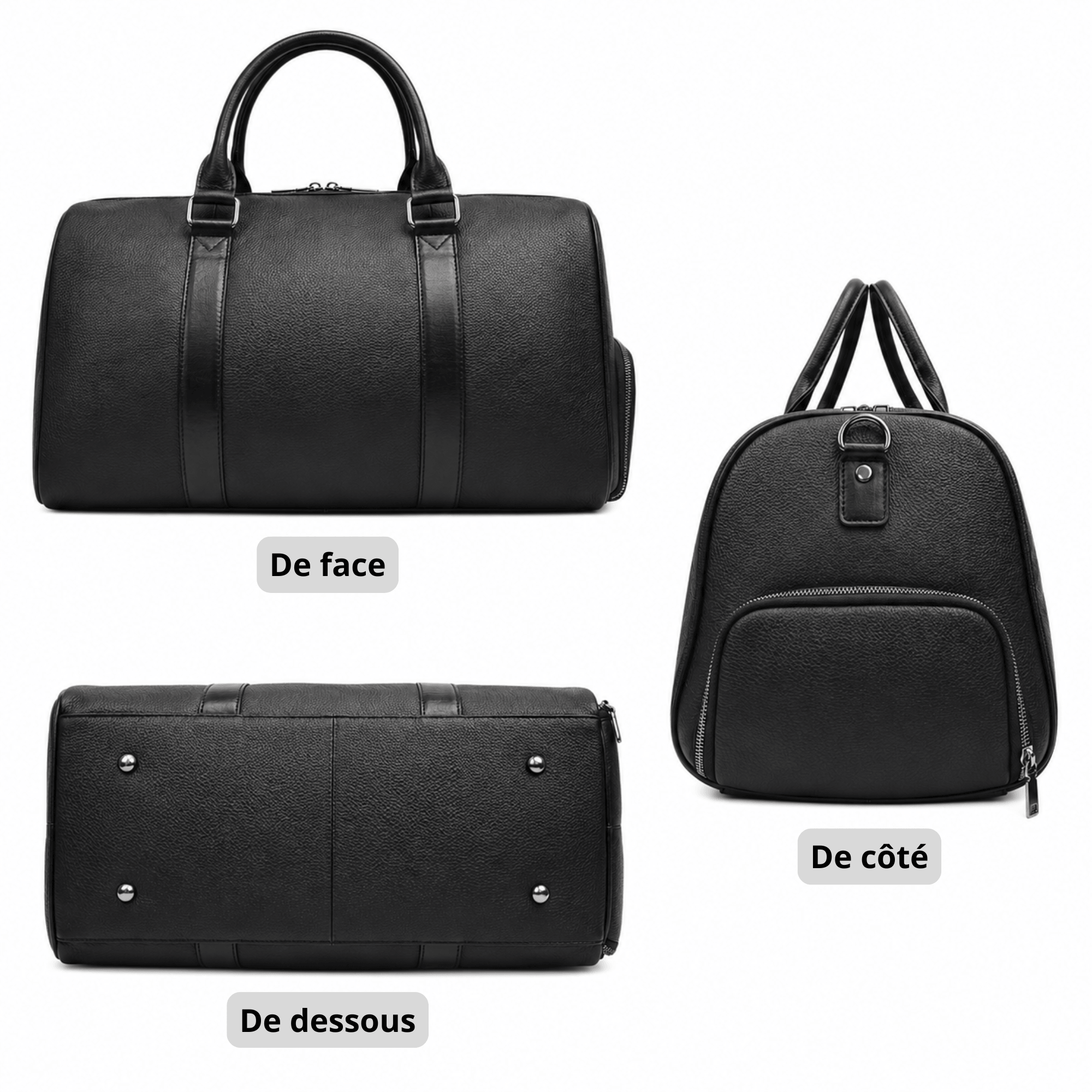 MONARCH - Sac de Voyage Cuir Grande Capacité avec Poche pour Chaussures